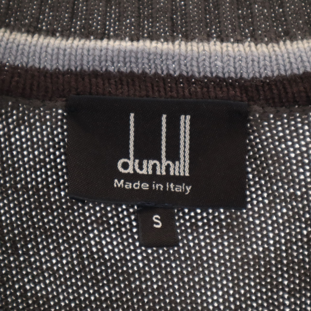 Dunhill ダンヒル イタリア製 長袖 Vネック セーター S チャコールブラウン ニット メンズ