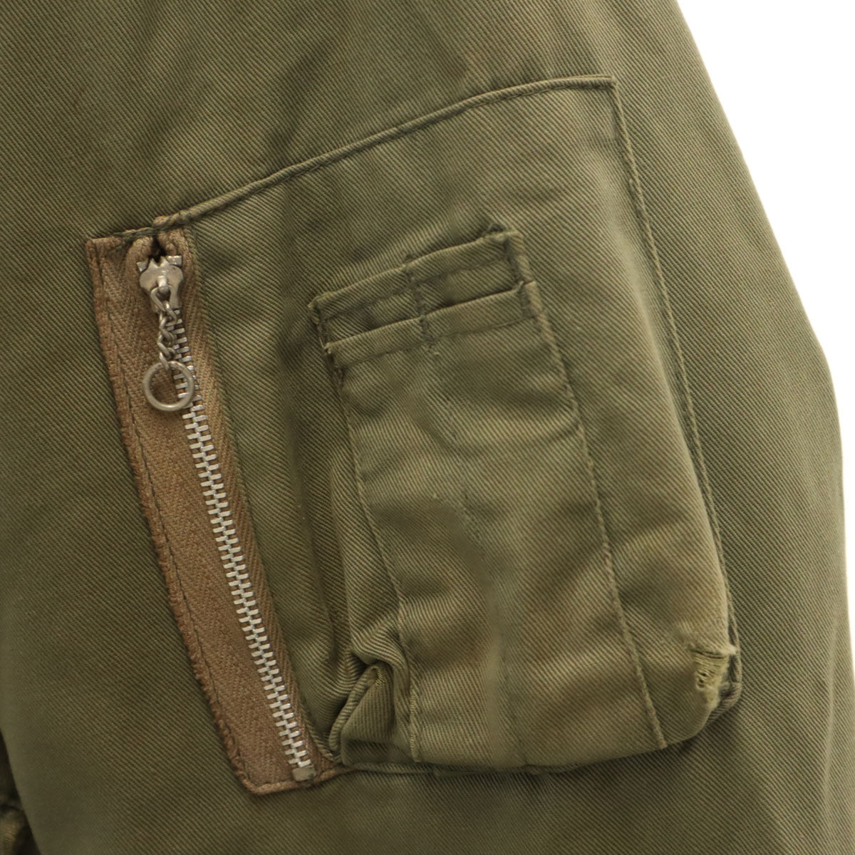 70s 80s ミリタリー フライトジャケット 46 カーキ ライナー付き メンズ