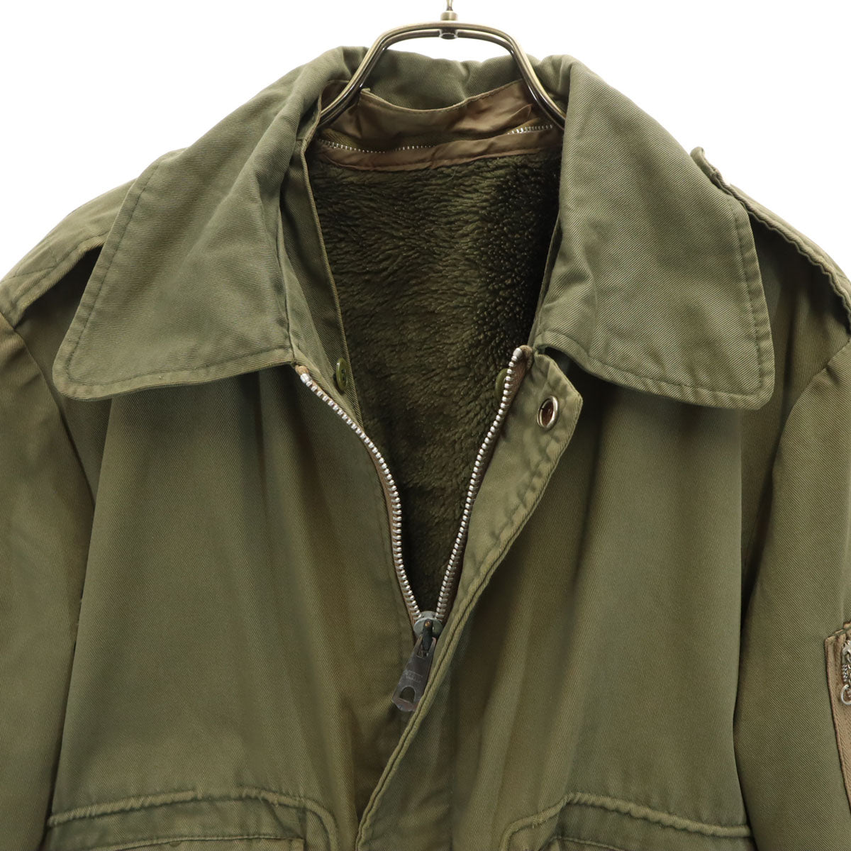 70s 80s ミリタリー フライトジャケット 46 カーキ ライナー付き メンズ