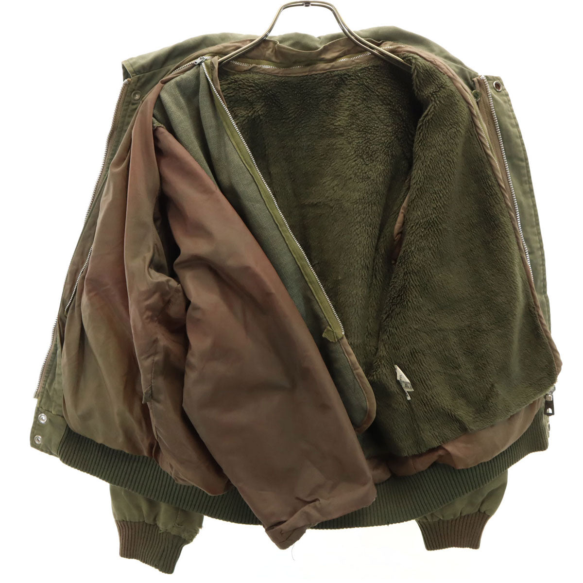 70s 80s ミリタリー フライトジャケット 46 カーキ ライナー付き メンズ