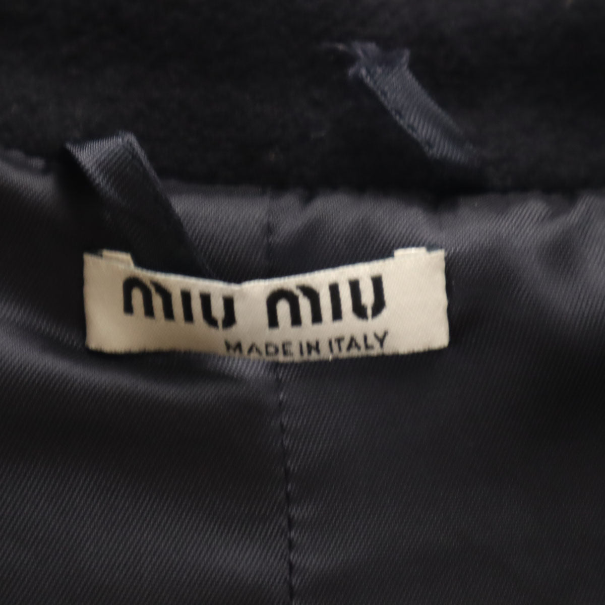 MIUMIU ミュウミュウ イタリア製 ショート丈 メルトン ダッフルコート 36 ネイビー レディース
