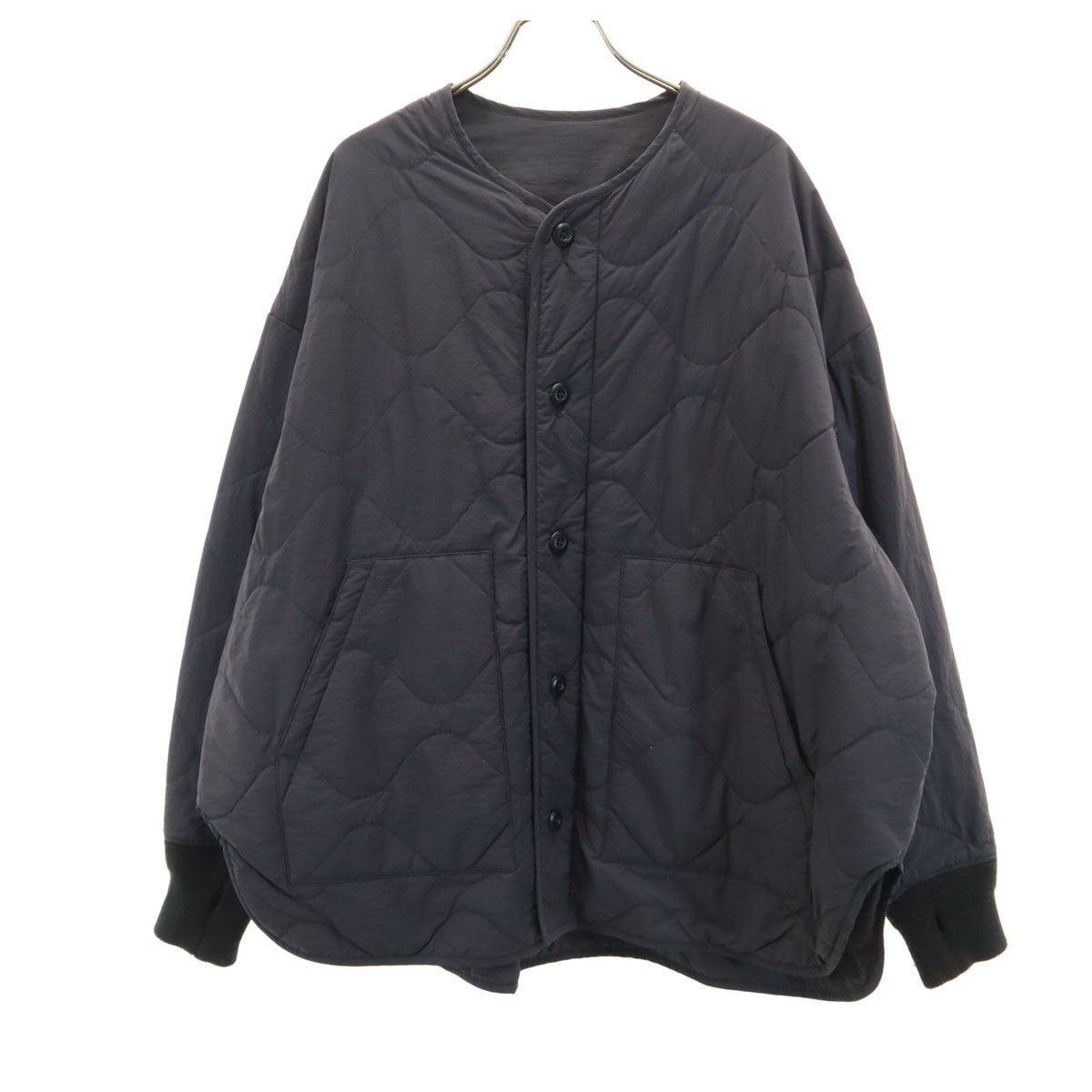 Hakuu ハクウ キルティングジャケット S チャコール リバーシブル フードマフラー付き レディース