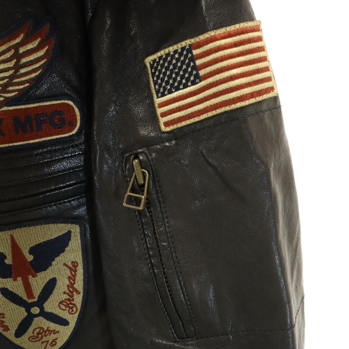 AVIREX アヴィレックス パッチドゴート レザージャケット L ブラック メンズ