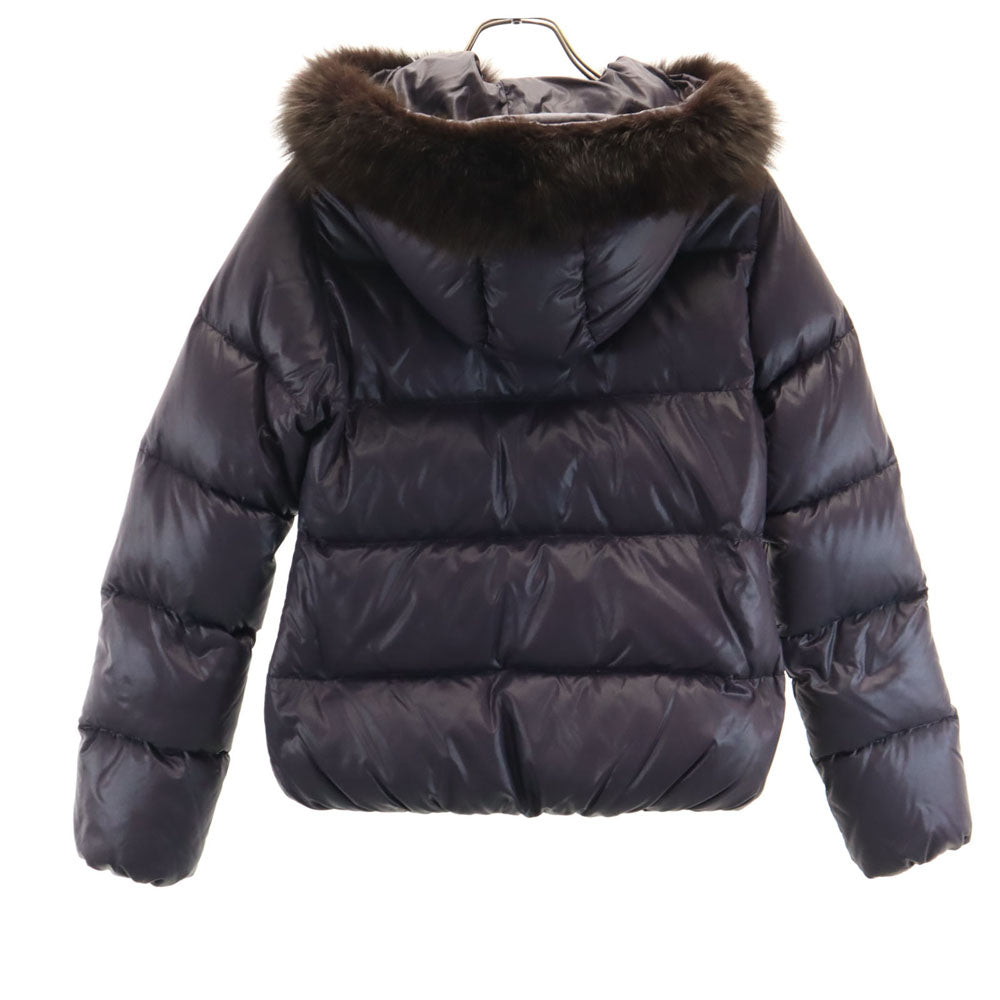 DUVETICA デュベティカ ブルガリア製 ファー ダウンジャケット 40 パープル フーディー レディース