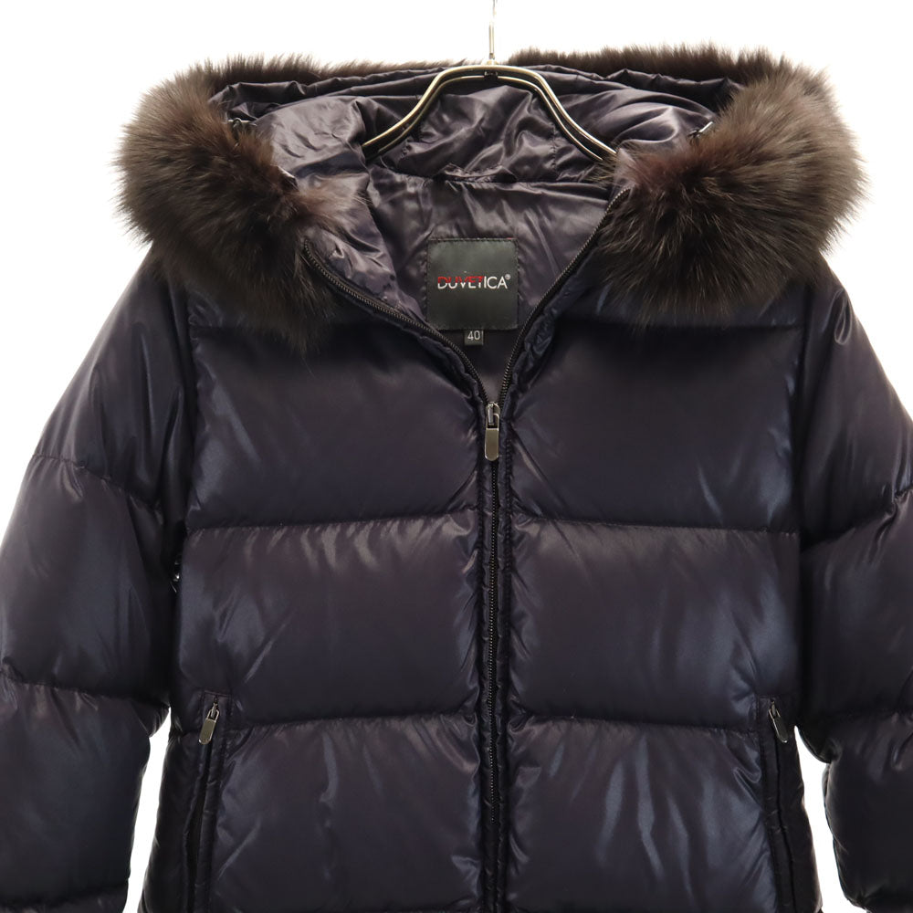 DUVETICA デュベティカ ブルガリア製 ファー ダウンジャケット 40 パープル フーディー レディース