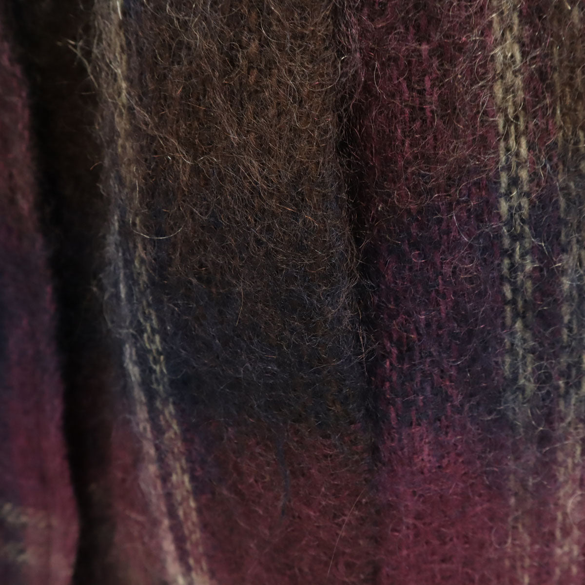 美品 HANAE MORI 森英恵 ハナエモリ モヘヤブレンド チェック柄 コート 40 パープル系 レディース