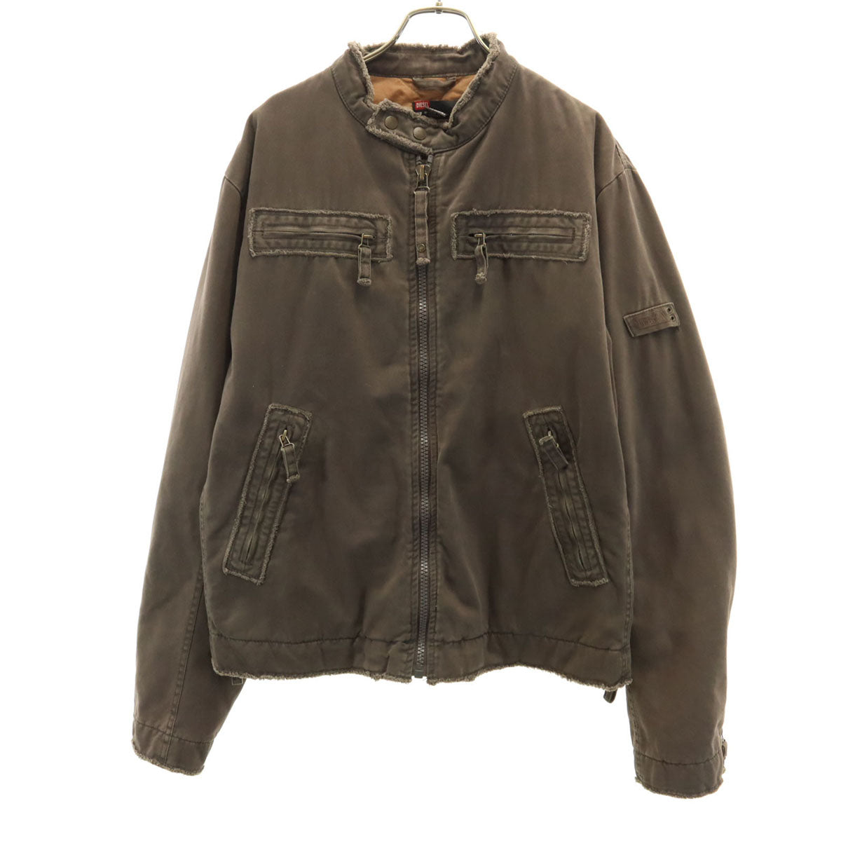 DIESEL ディーゼル バンドカラー コットンジャケット XXL チャコールグレー ビッグサイズ レディース