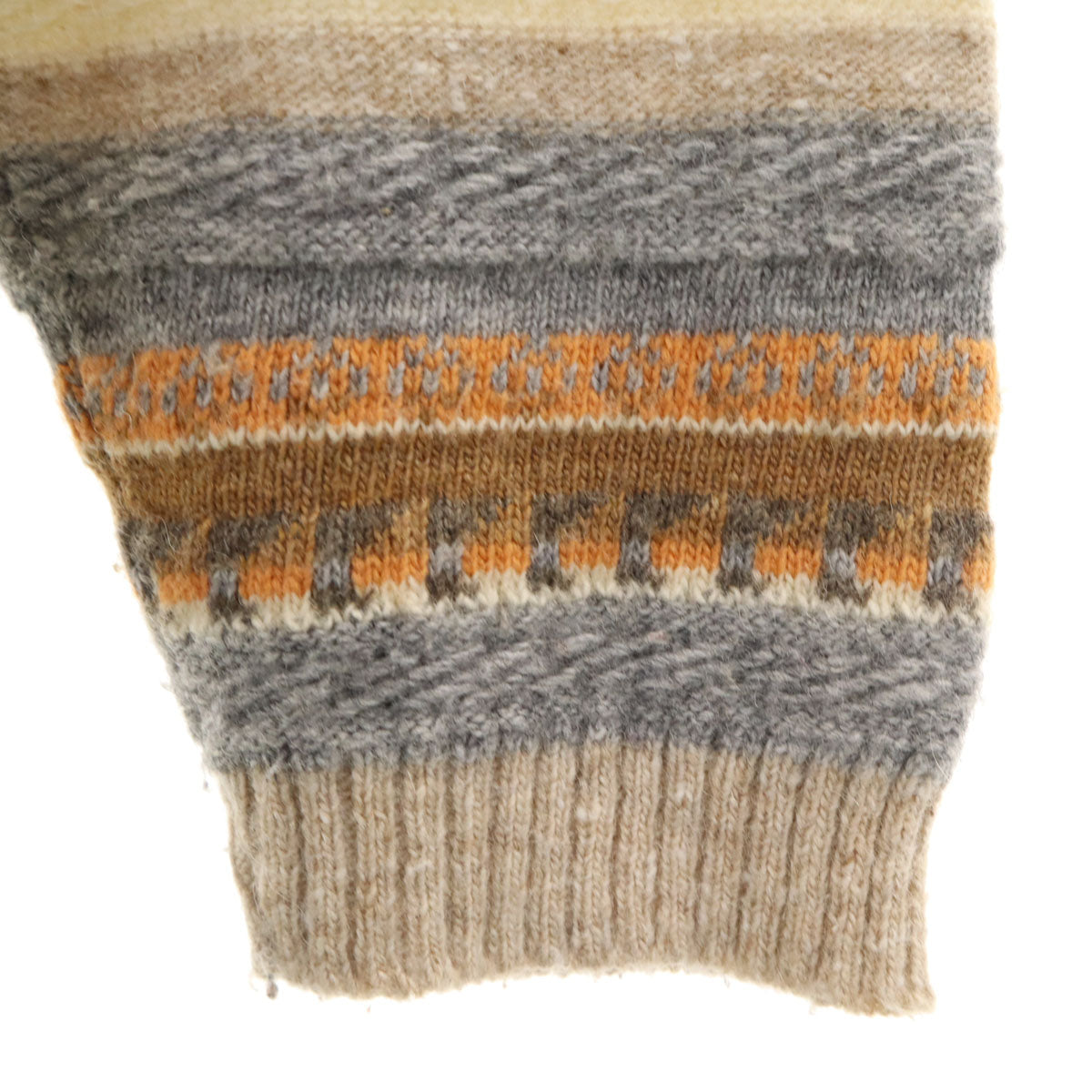 LE LAUREAT 90s フランス製 モヘア混 オールド フェアアイル柄 長袖 セーター M ベージュ ニット メンズ