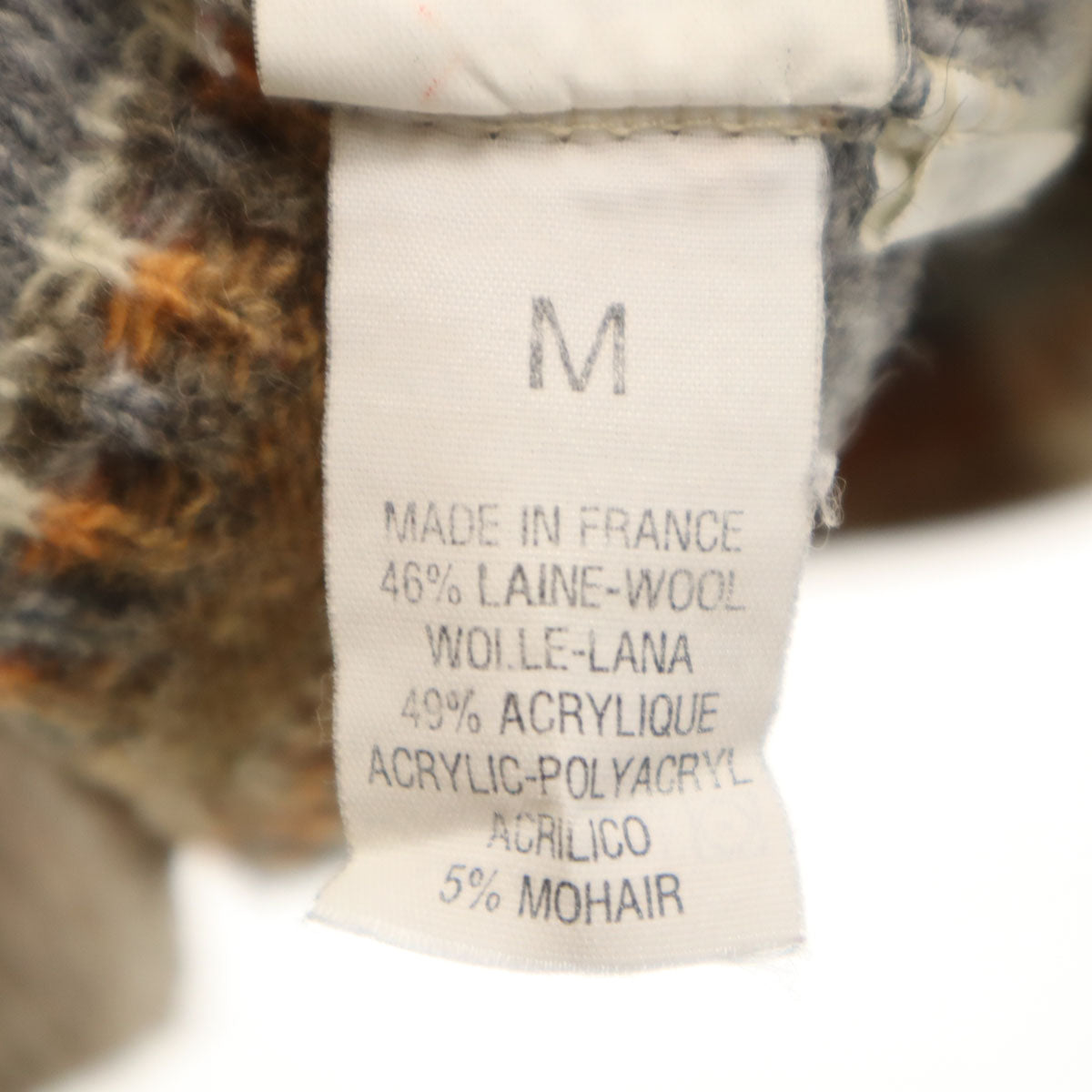 LE LAUREAT 90s フランス製 モヘア混 オールド フェアアイル柄 長袖 セーター M ベージュ ニット メンズ