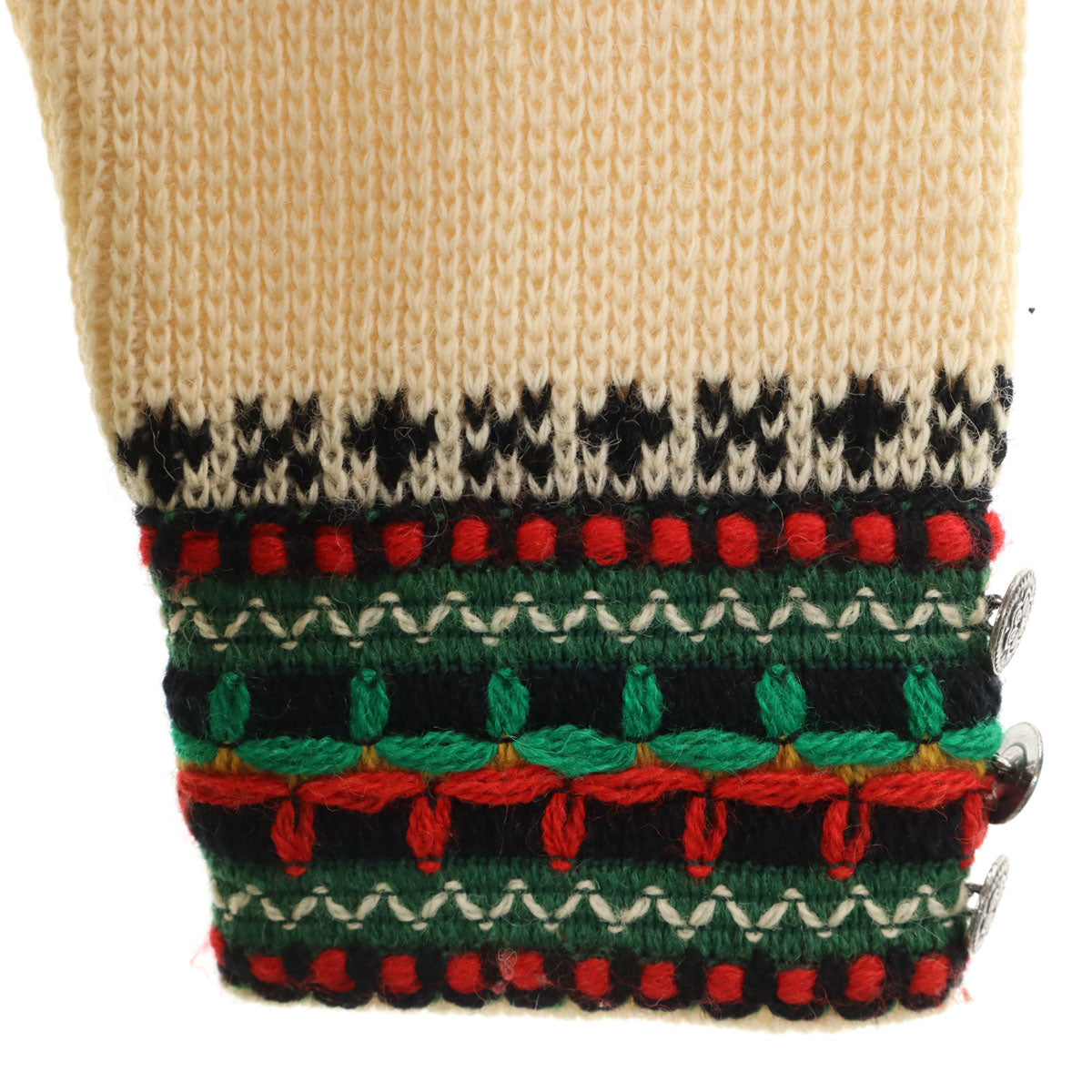 美品 80s ヴィンテージ ノルディック柄 長袖 ニットカーディガン 48 ベージュ ユニセックス メンズ