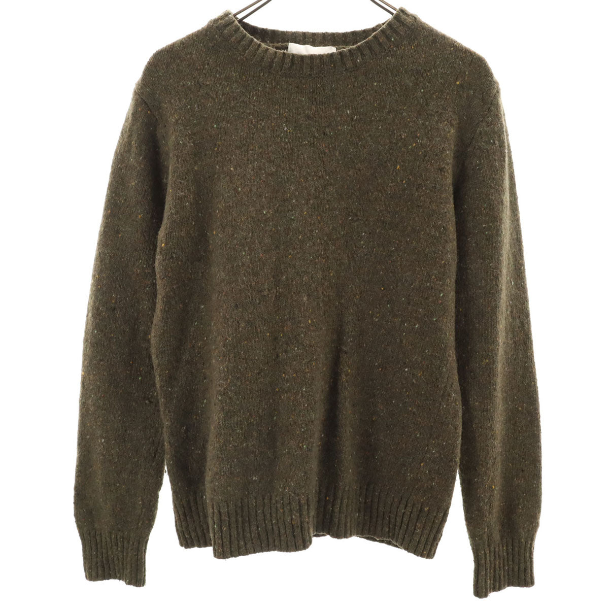 美品 MACKINTOSH PHILOSOPHY マッキントッシュフィロソフィー 長袖 ネップ セーター 38 カーキ ニット レディース