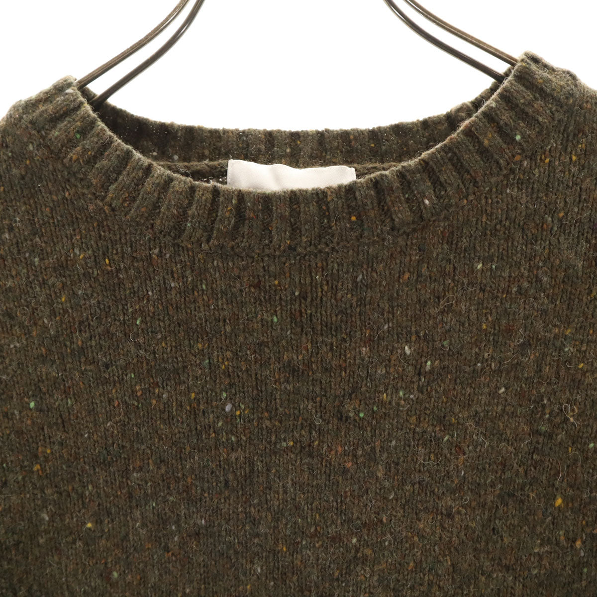 美品 MACKINTOSH PHILOSOPHY マッキントッシュフィロソフィー 長袖 ネップ セーター 38 カーキ ニット レディース