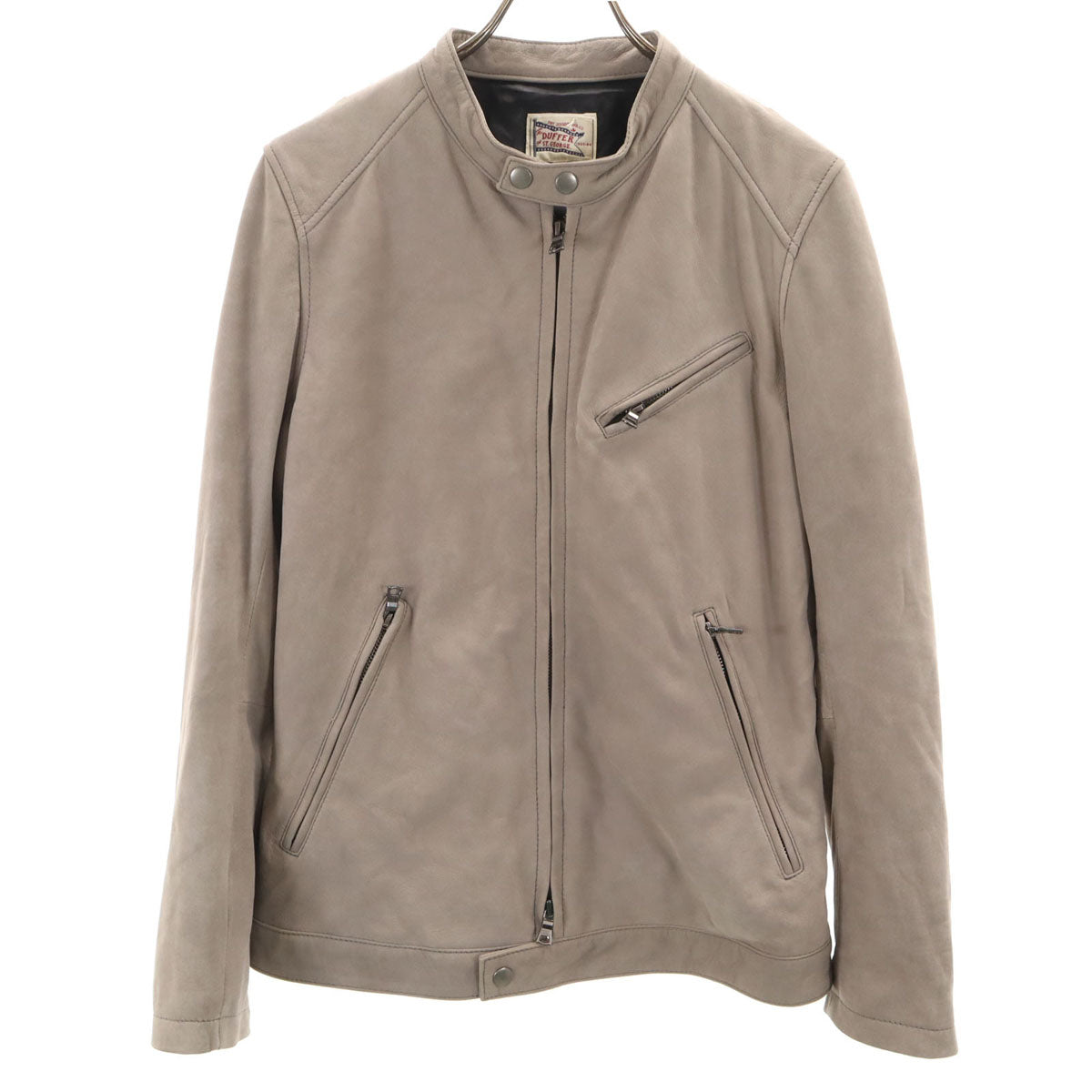 DUFFER ST.GEORGE ダファーオブセントジョージ 羊革レザー シングルライダースジャケット L グレー メンズ