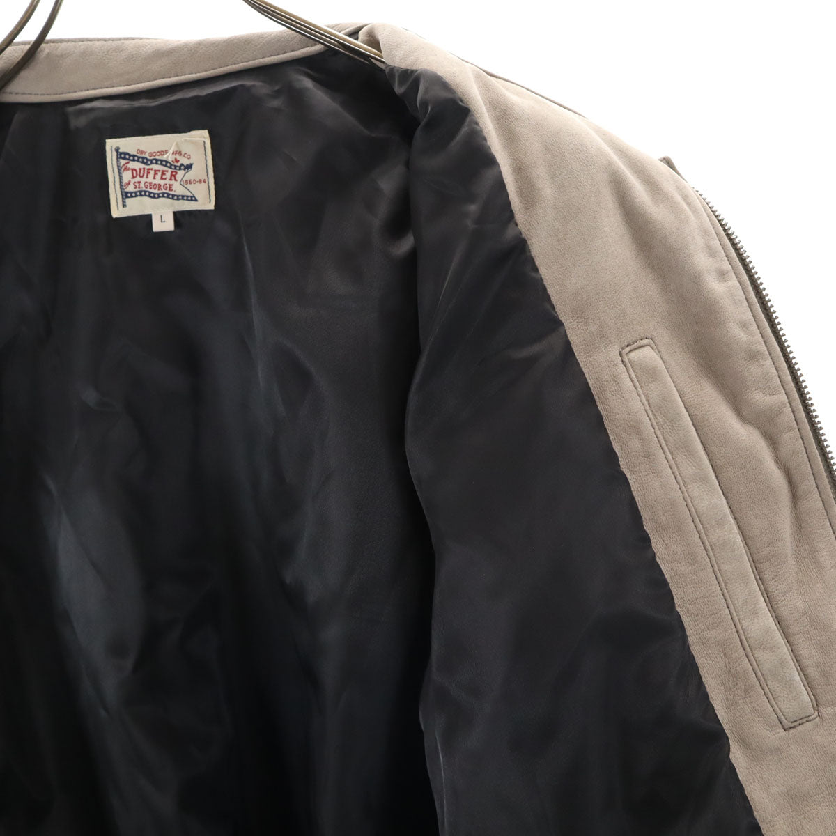 DUFFER ST.GEORGE ダファーオブセントジョージ 羊革レザー シングルライダースジャケット L グレー メンズ