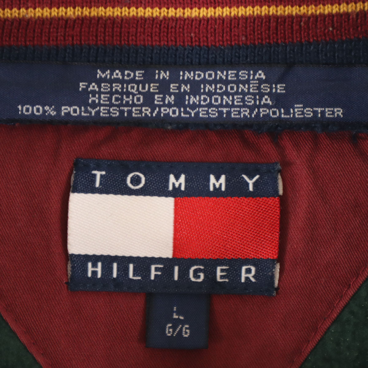 TOMMY HILFIGER トミーヒルフィガー 90s オールド フラッグタグ ハーフジップ フリースジャケット L 深緑 プルオーバー メンズ