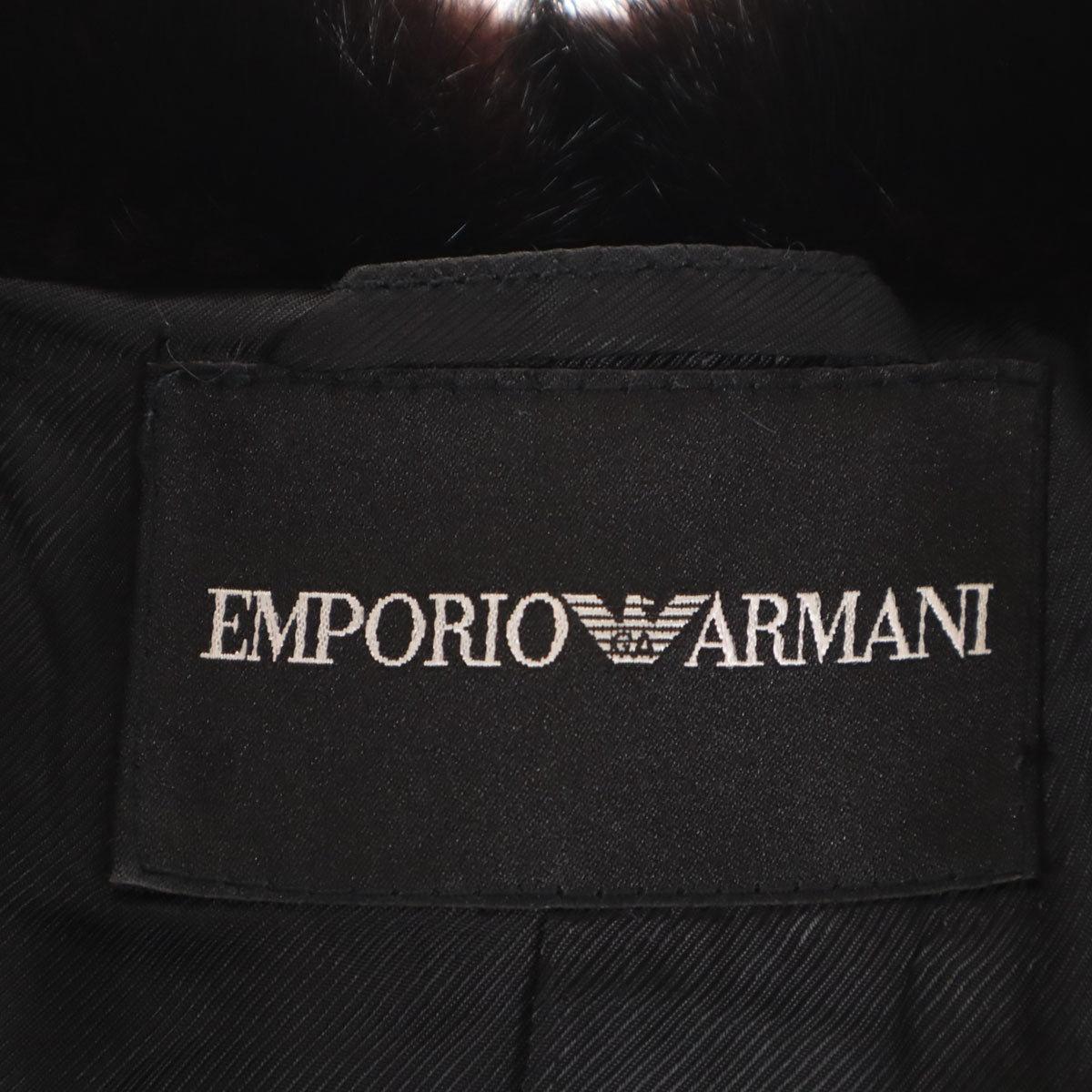 美品 Emporio Armani エンポリオアルマーニ イタリア製 テーラードジャケット 40 ブラック系 ファー付き レディース