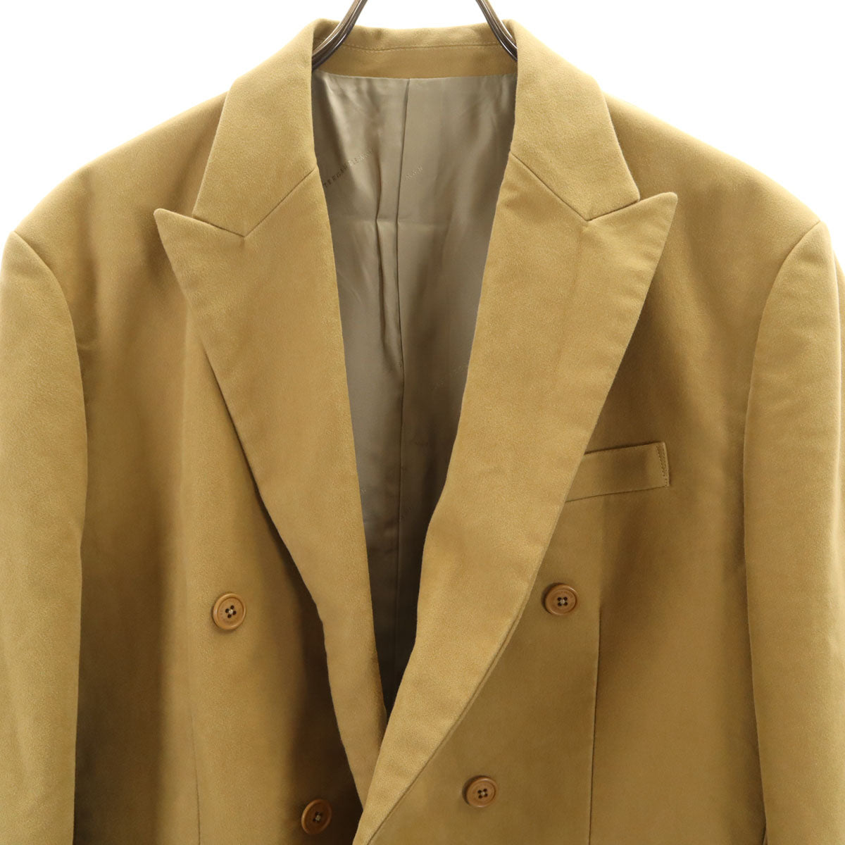 美品 Mr.GENTLEMAN ミスタージェントルマン コットンスエード ダブルブレスト ジャケット L キャメル メンズ