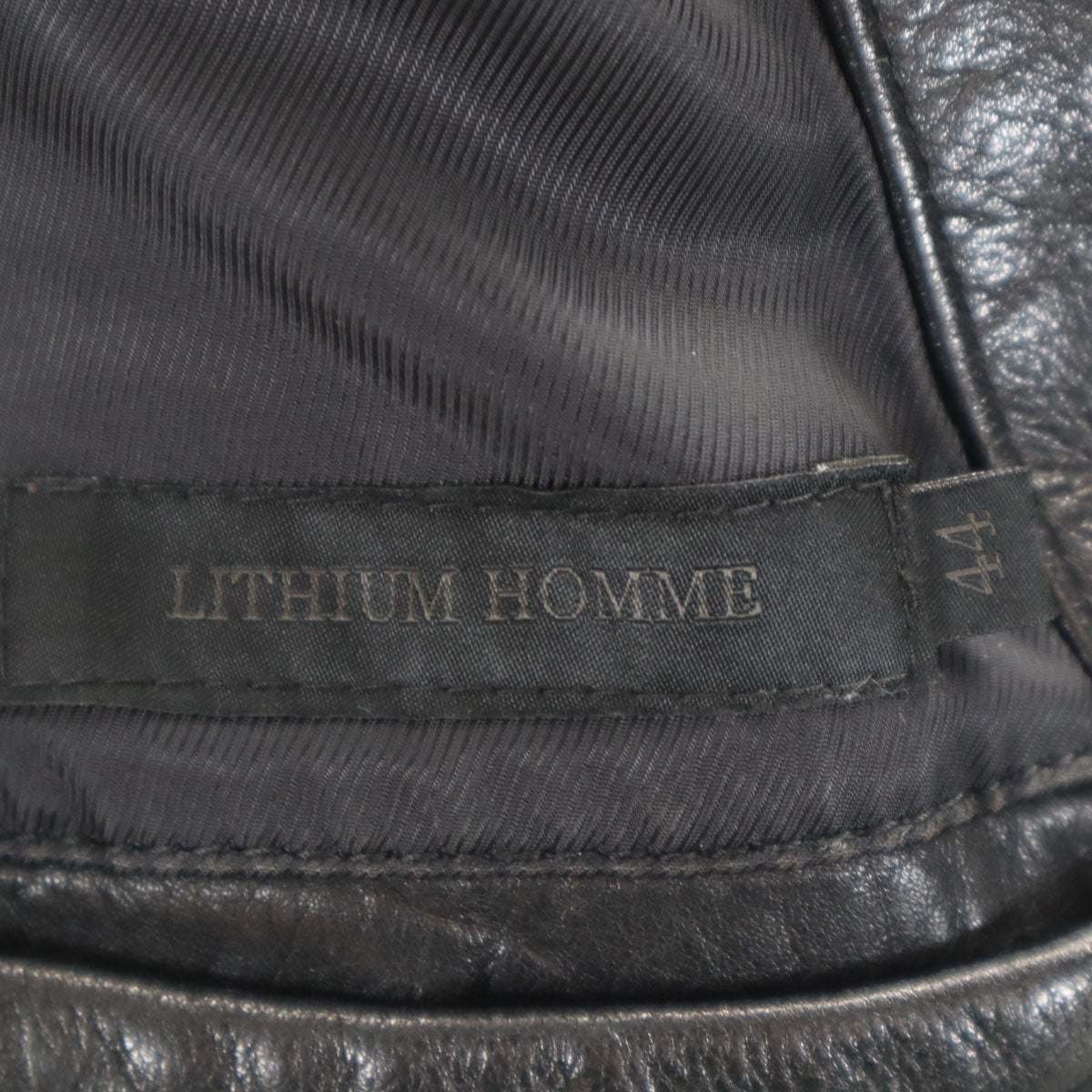LITHIUM HOMME リチウムオム 日本製 牛革レザー シングルライダースジャケット 44 ブラック メンズ