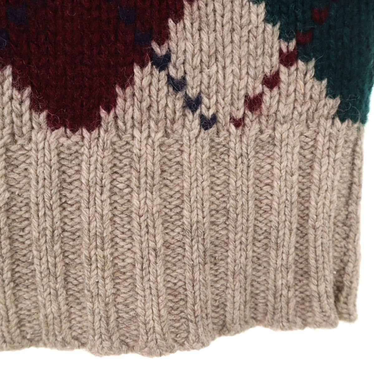 Polo by Ralph Lauren ポロバイラルフローレン 90s シルクリネンブレンド オールド アーガイル柄 長袖 セーター M グレージュ系 ニット メンズ