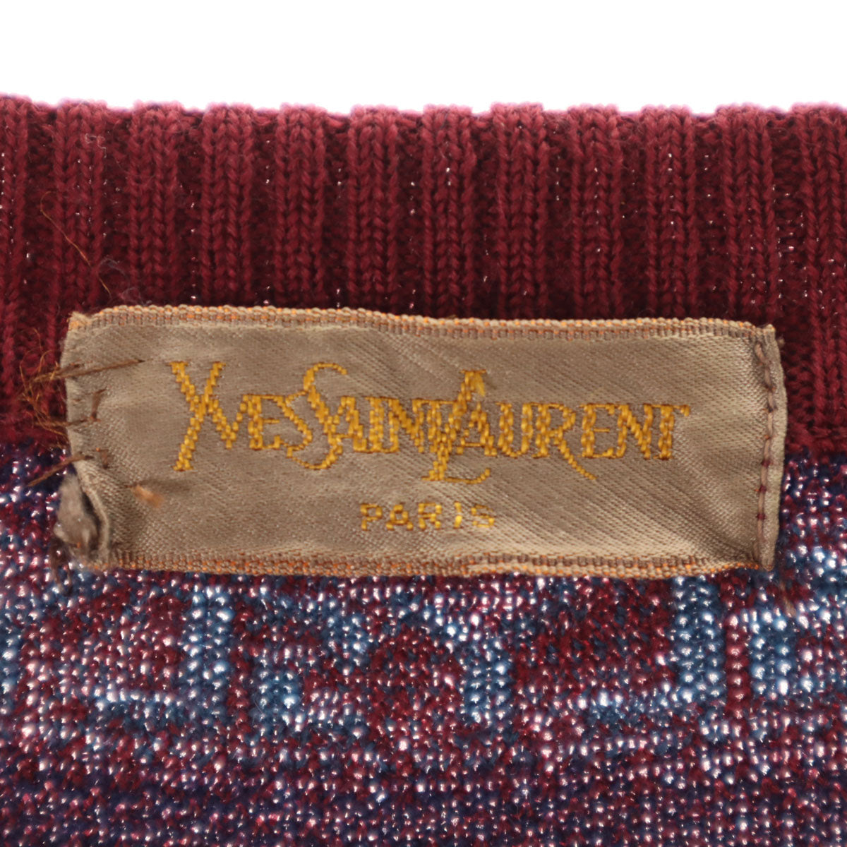 YVES SAINT LAURENT イヴサンローラン 90s オールド 総柄 長袖 セーター S パープル系 ニット レディース
