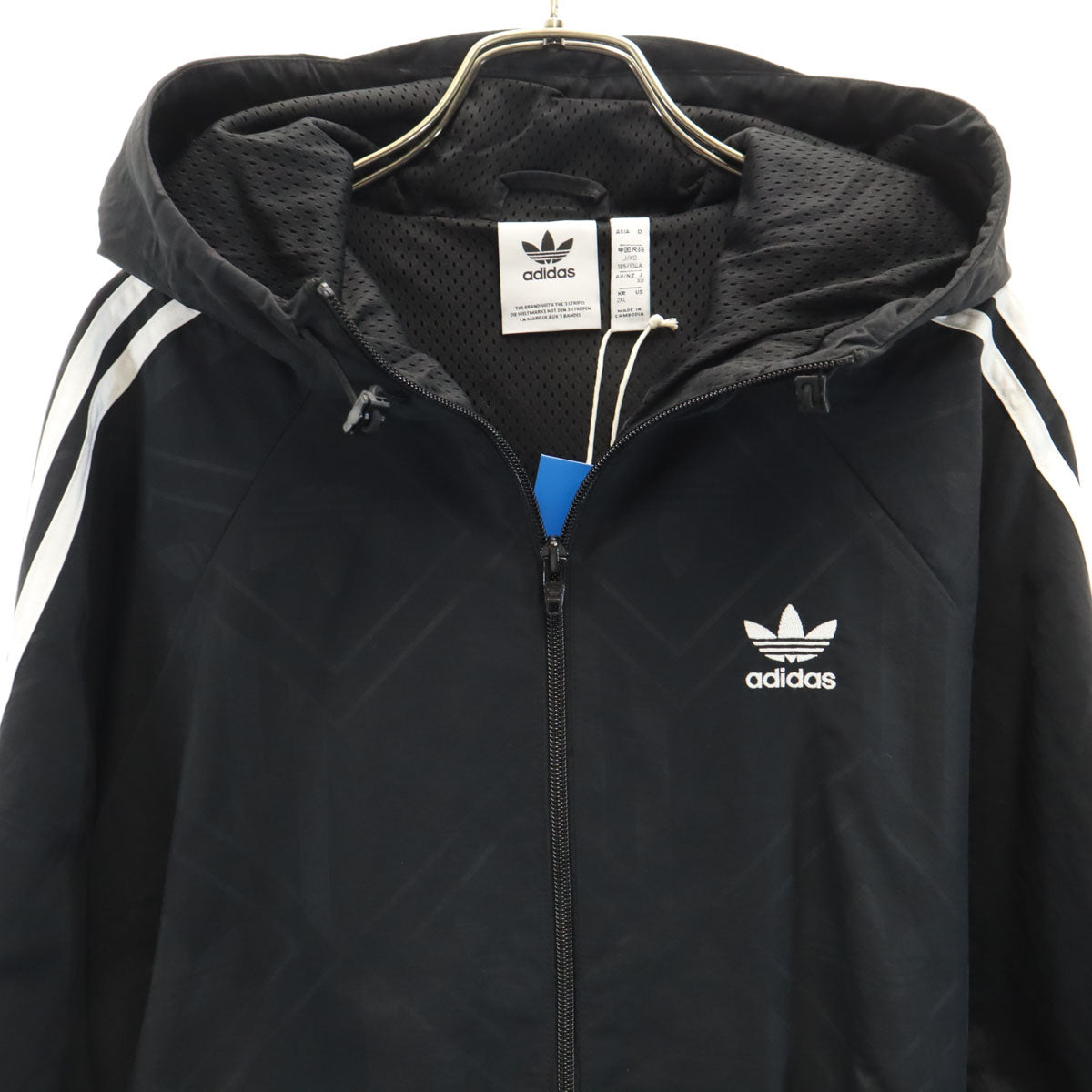 未使用 adidas Originals アディダスオリジナルス トレフォイルロゴ ウインドブレーカー XO ブラック 裏メッシュ ビッグサイズ メンズ