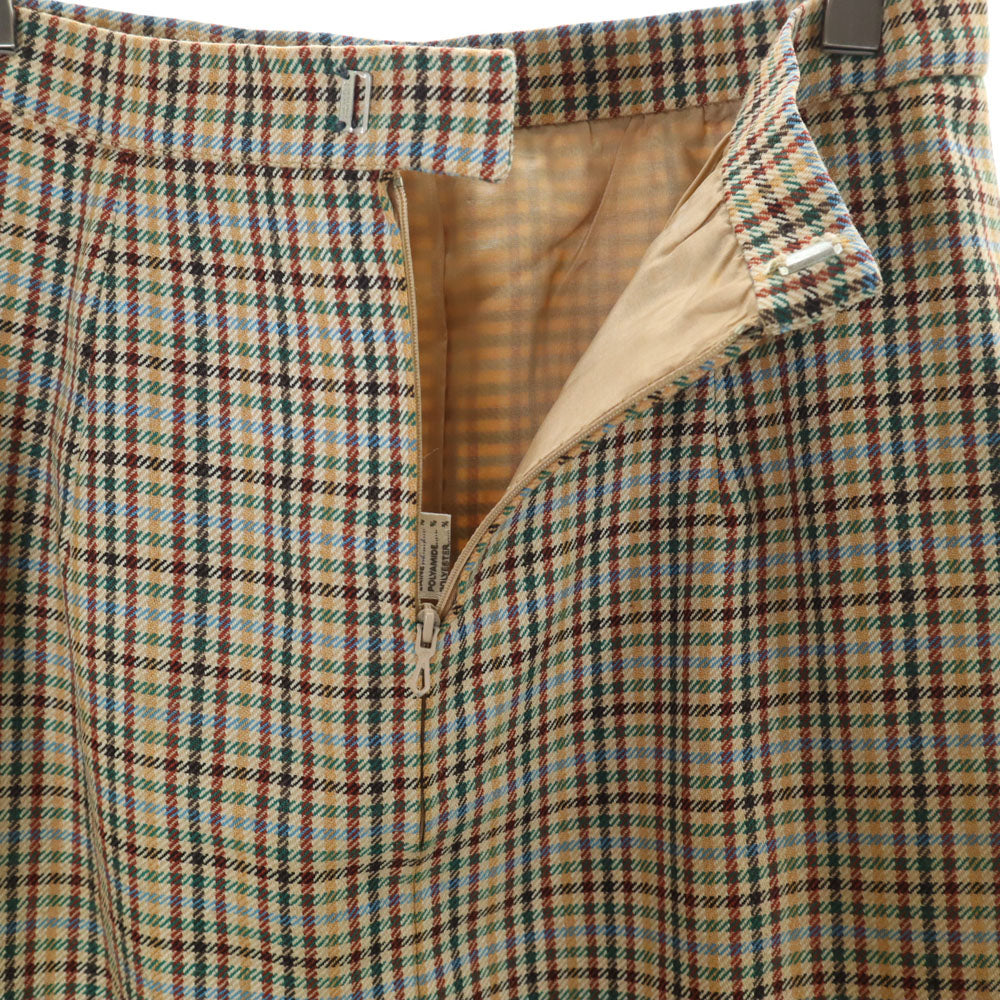 CELINE セリーヌ 80s 90s フランス製 オールド チェック柄 カジュアル スカートスーツ 上下 セットアップ 42 ベージュ レディース