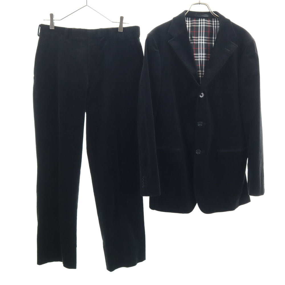 BURBERRY BLACK LABEL バーバリーブラックレーベル コーデュロイ スーツ 上下 セットアップ L/79 ブラック 三陽商会 メンズ