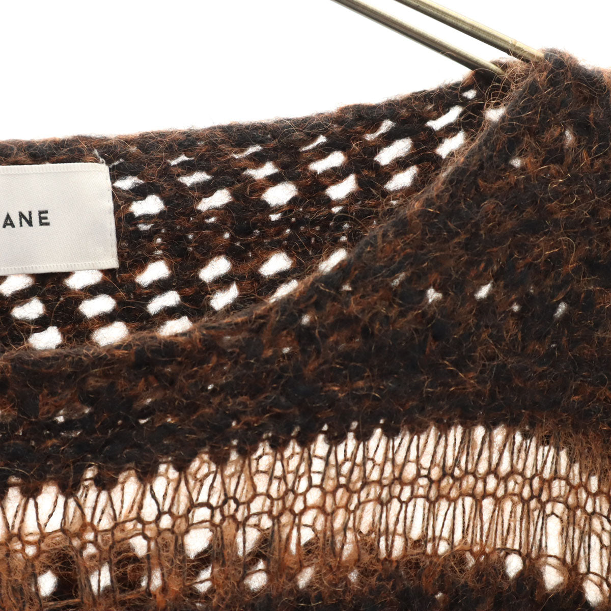 美品 CLANE クラネ ボーダー柄 長袖 シアー ニット 1 ブラウン セーター レディース