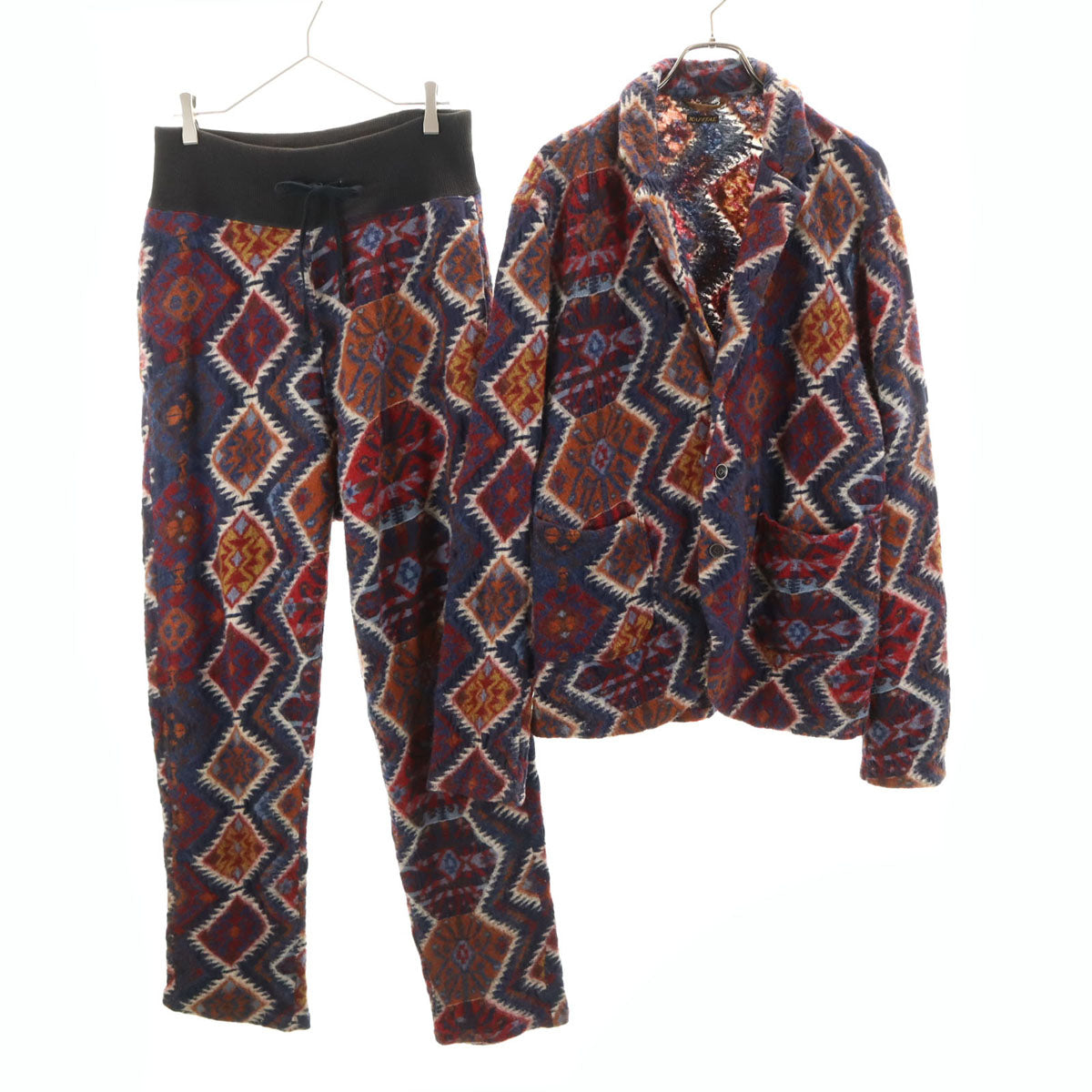 KAPITAL キャピタル 日本製 ネイティブ柄 ウールジャケット 上下 セットアップ 4/2 ネイビー メンズ