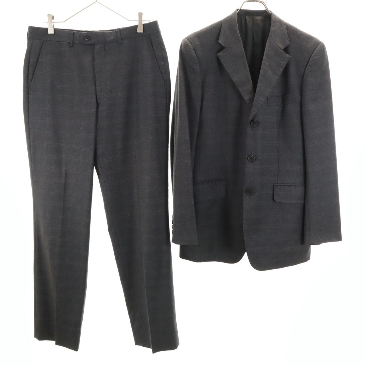 Paul Smith LONDON ポールスミスロンドン 日本製 チェック柄 FRATELLI TALLIA DI DELFINO生地 Super120’s スーツ 上下 セットアップ L グレー メンズ