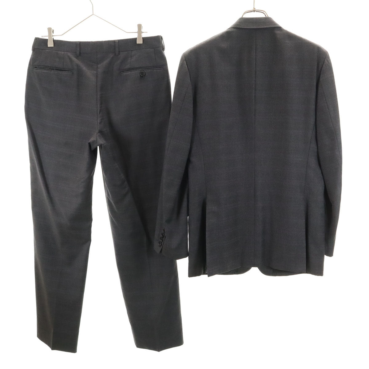 Paul Smith LONDON ポールスミスロンドン 日本製 チェック柄 FRATELLI TALLIA DI DELFINO生地 Super120’s スーツ 上下 セットアップ L グレー メンズ