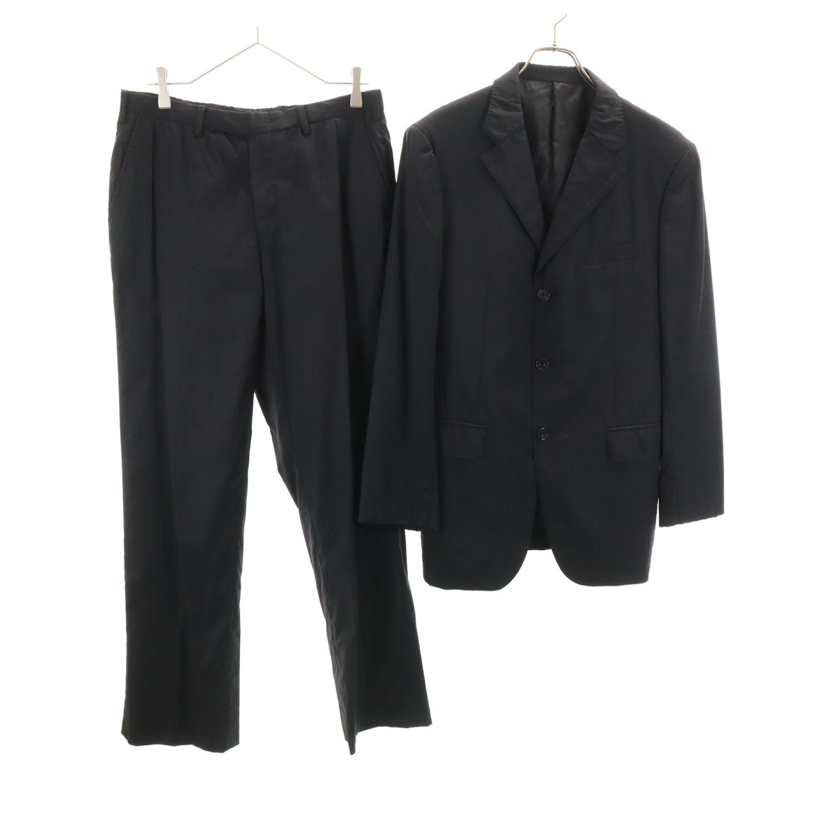 BURBERRY BLACK LABEL バーバリーブラックレーベル 日本製 ストライプ柄 スーツ 上下 セットアップ 40R ブラック 三陽商会 メンズ