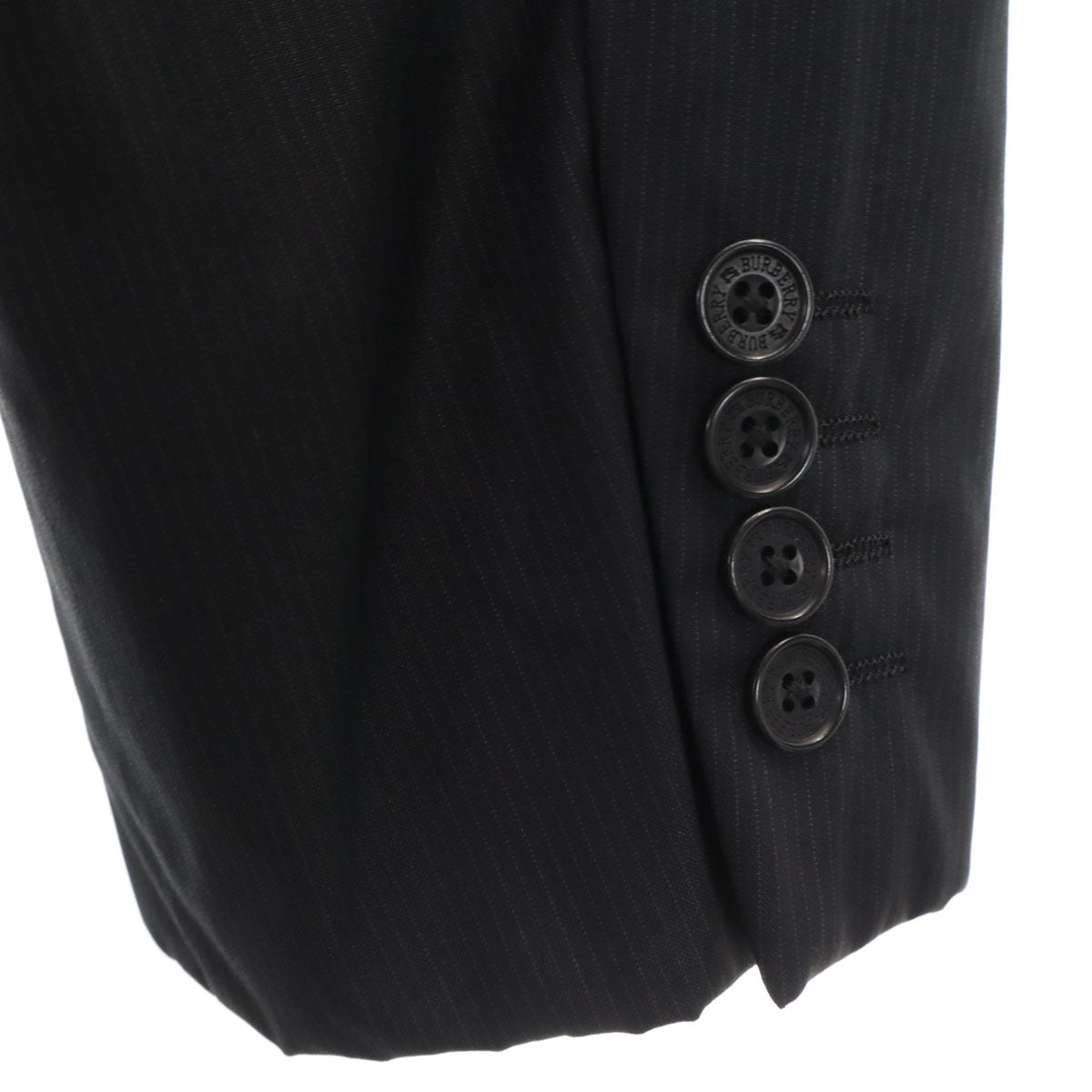 BURBERRY BLACK LABEL バーバリーブラックレーベル 日本製 ストライプ柄 スーツ 上下 セットアップ 40R ブラック 三陽商会 メンズ