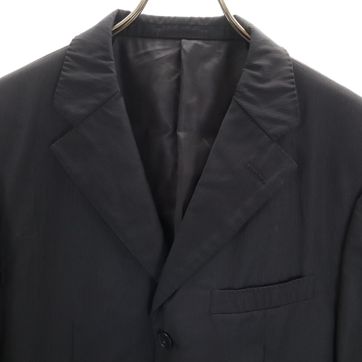 BURBERRY BLACK LABEL バーバリーブラックレーベル 日本製 ストライプ柄 スーツ 上下 セットアップ 40R ブラック 三陽商会 メンズ