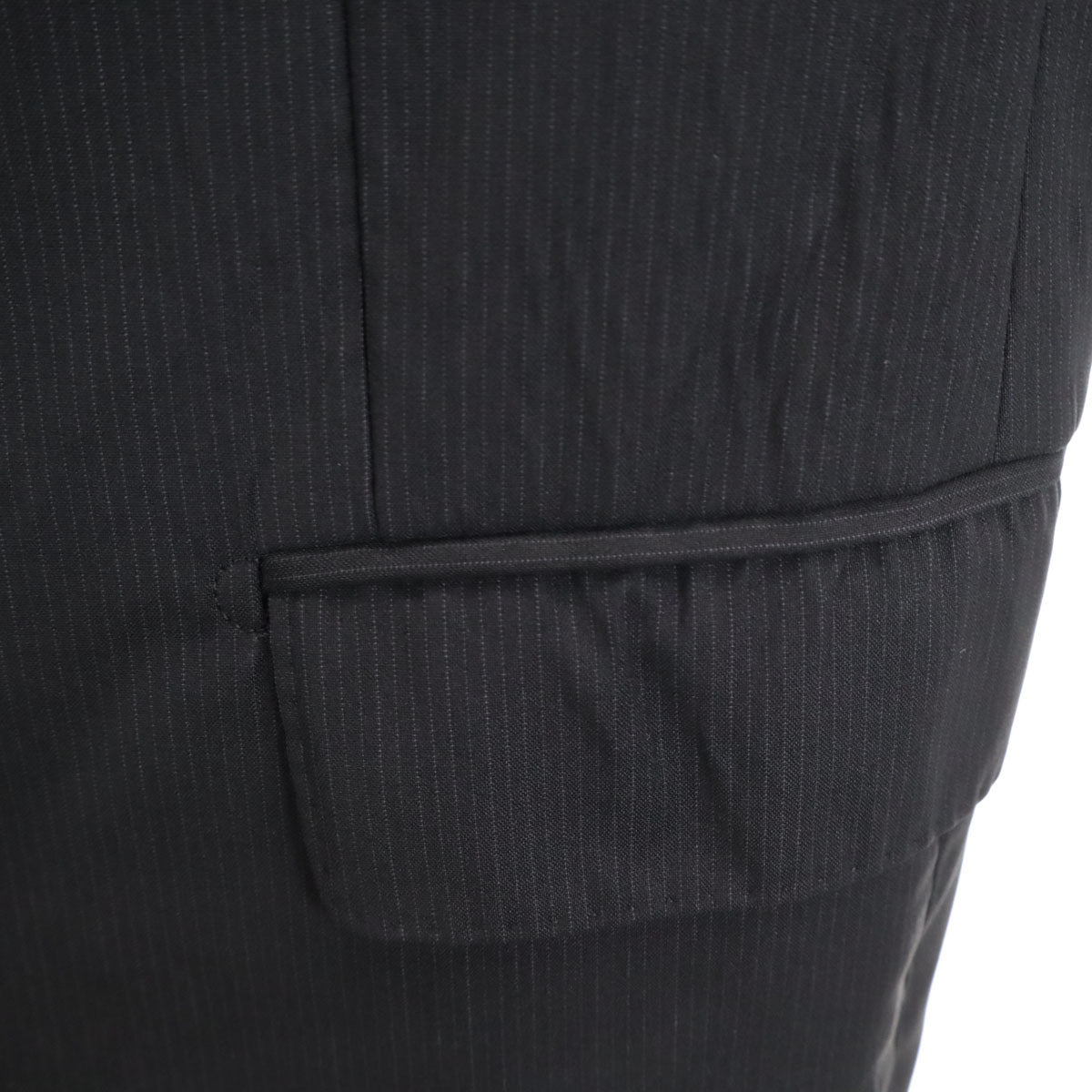 BURBERRY BLACK LABEL バーバリーブラックレーベル 日本製 ストライプ柄 スーツ 上下 セットアップ 40R ブラック 三陽商会 メンズ