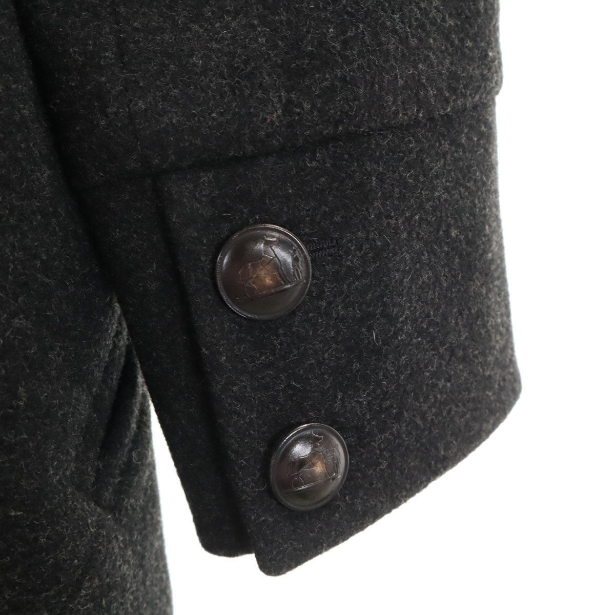 美品 HERMES エルメス フランス製 ウールコート 38 グレー レディース