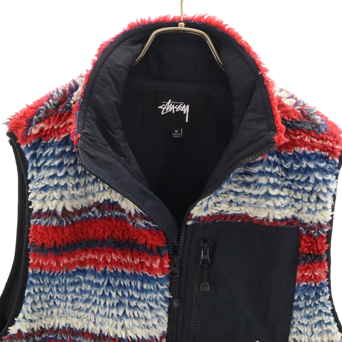 STUSSY ステューシー 総柄 スリース ベスト M ネイビー系 メンズ
