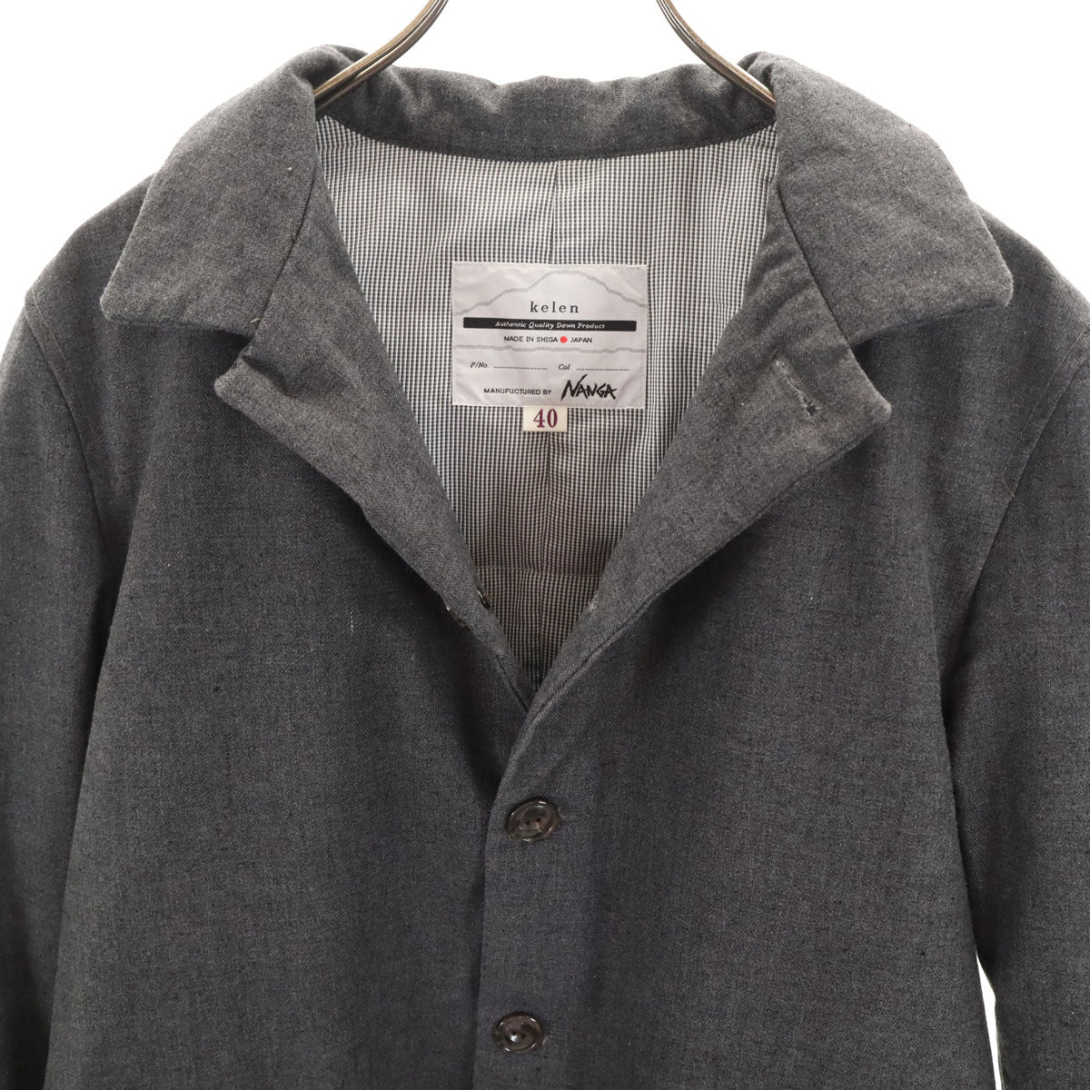 美品 Kelen ケレン NANGA ナンガ コラボ 日本製 ダウンジャケット 40 グレー メンズ