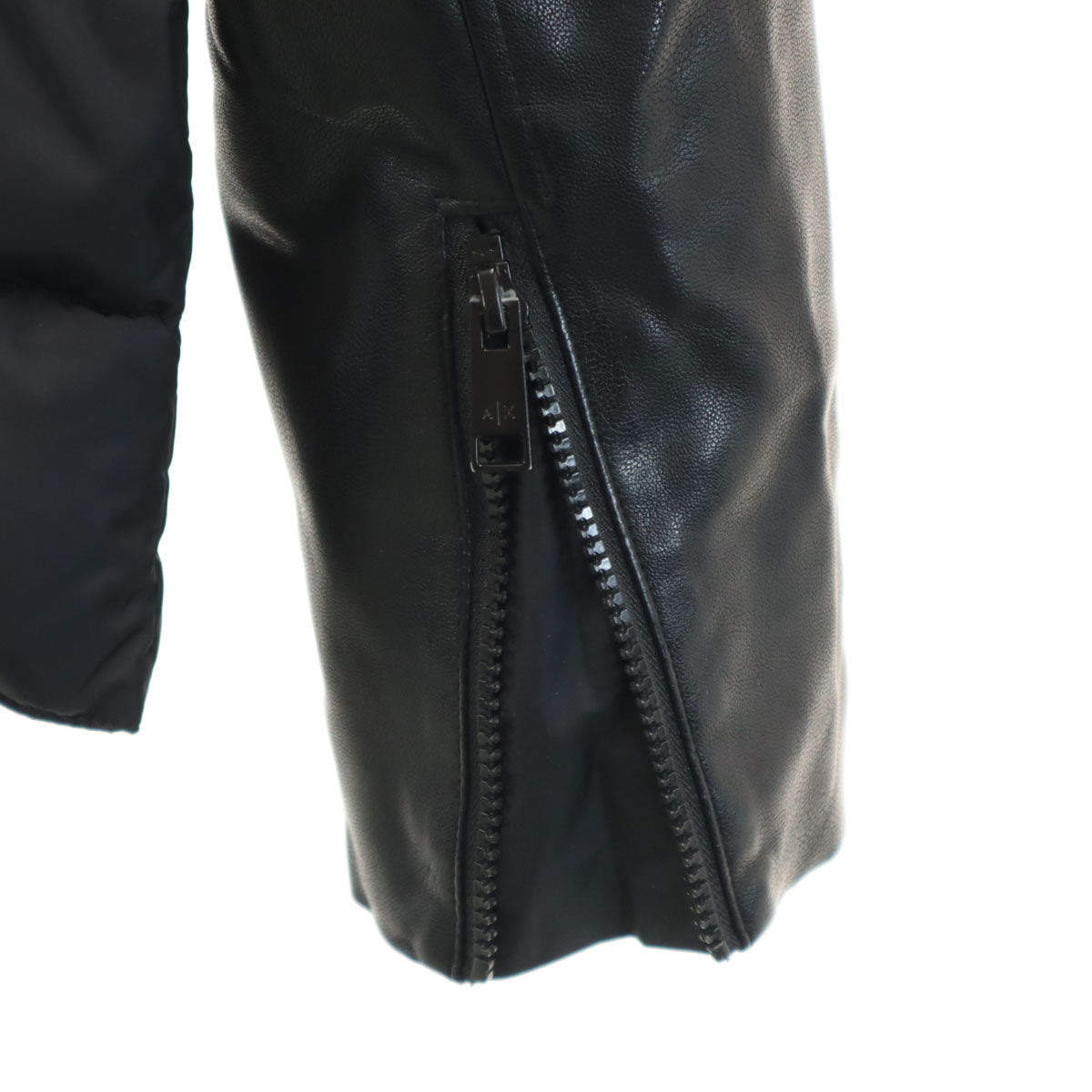 ARMANI EXCHANGE アルマーニエクスチェンジ レザー切替 ダウンジャケット XS ブラック メンズ