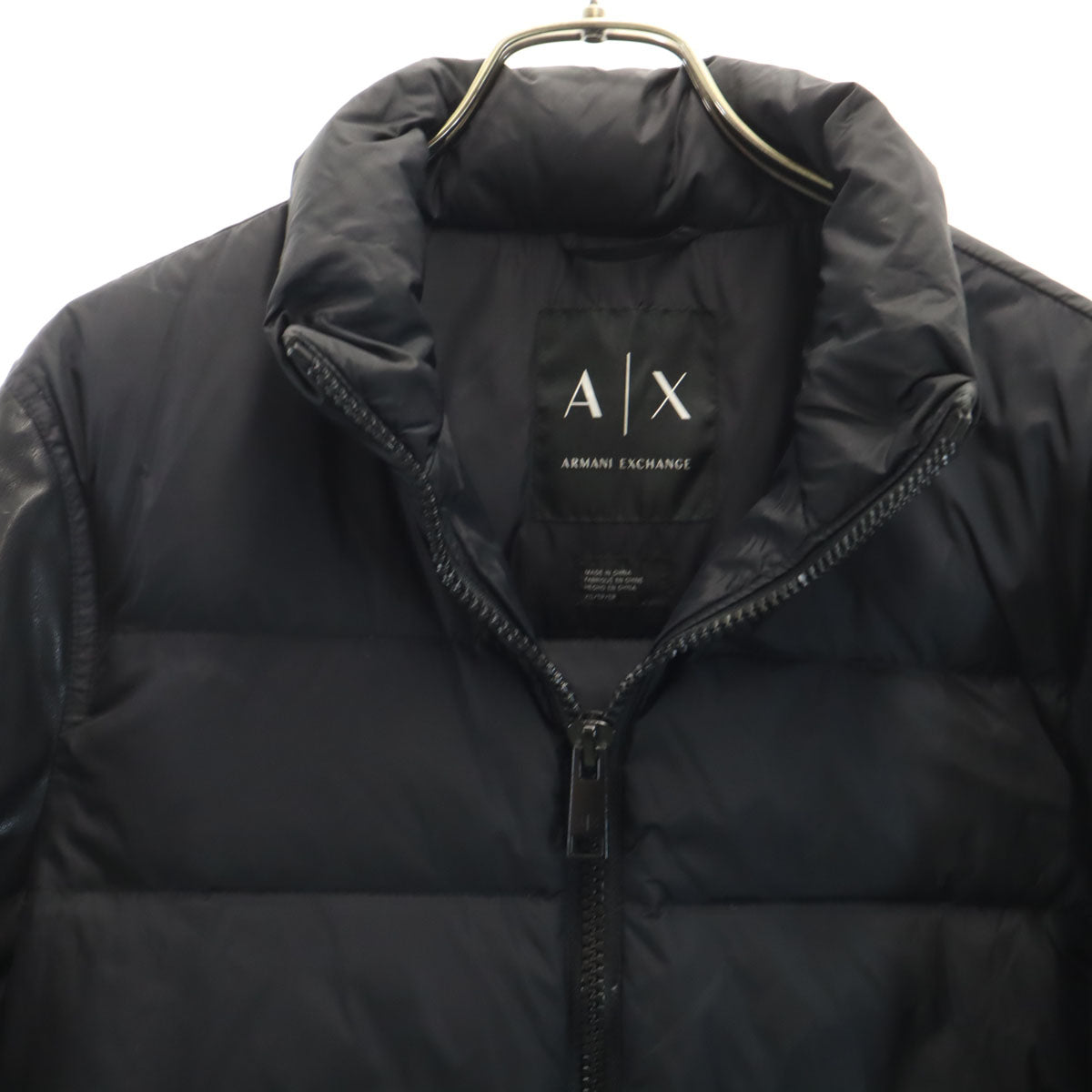 ARMANI EXCHANGE アルマーニエクスチェンジ レザー切替 ダウンジャケット XS ブラック メンズ