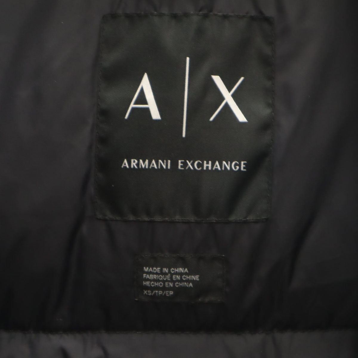 ARMANI EXCHANGE アルマーニエクスチェンジ レザー切替 ダウンジャケット XS ブラック メンズ