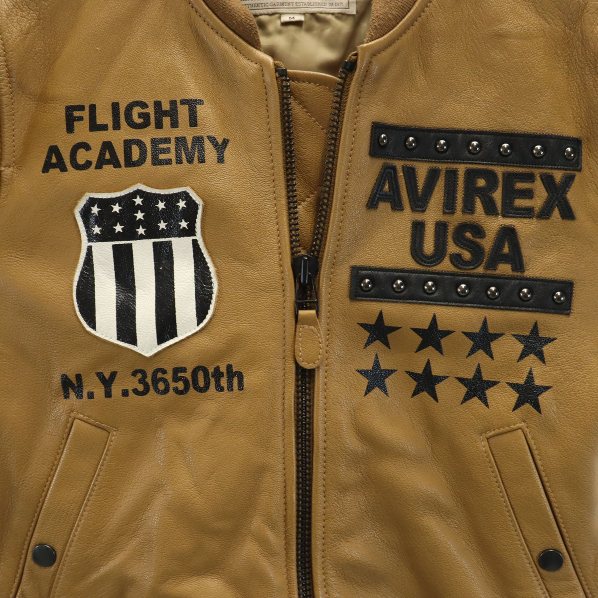 AVIREX アヴィレックス ゴートレザー MA-1 フライトジャケット M ブラウン 中綿 メンズ