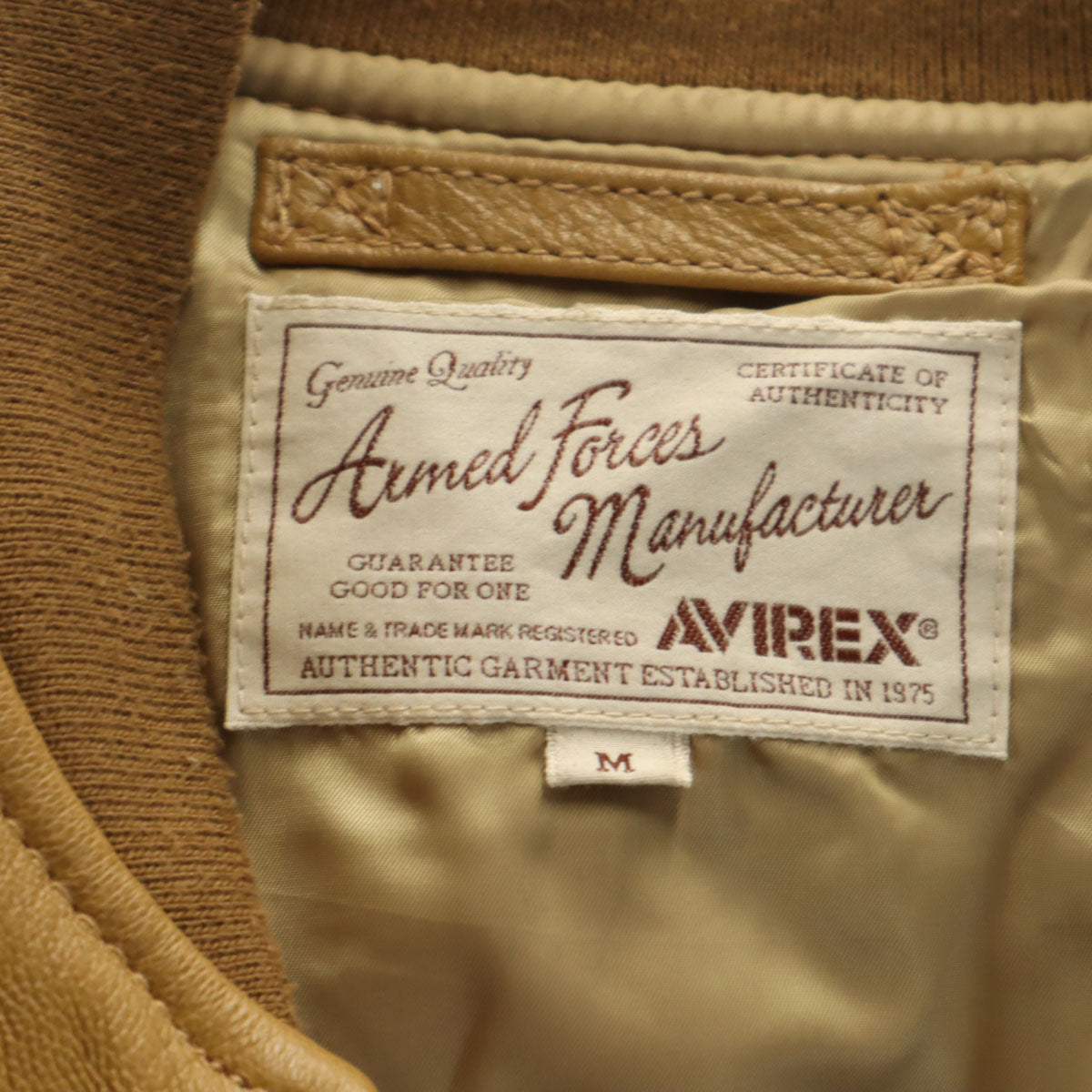 AVIREX アヴィレックス ゴートレザー MA-1 フライトジャケット M ブラウン 中綿 メンズ