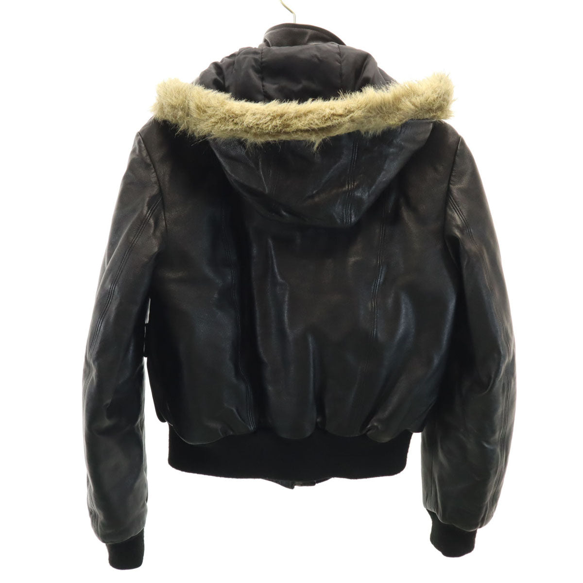 adidas アディダス レザー 中綿ジャケット 38 ブラック レディース