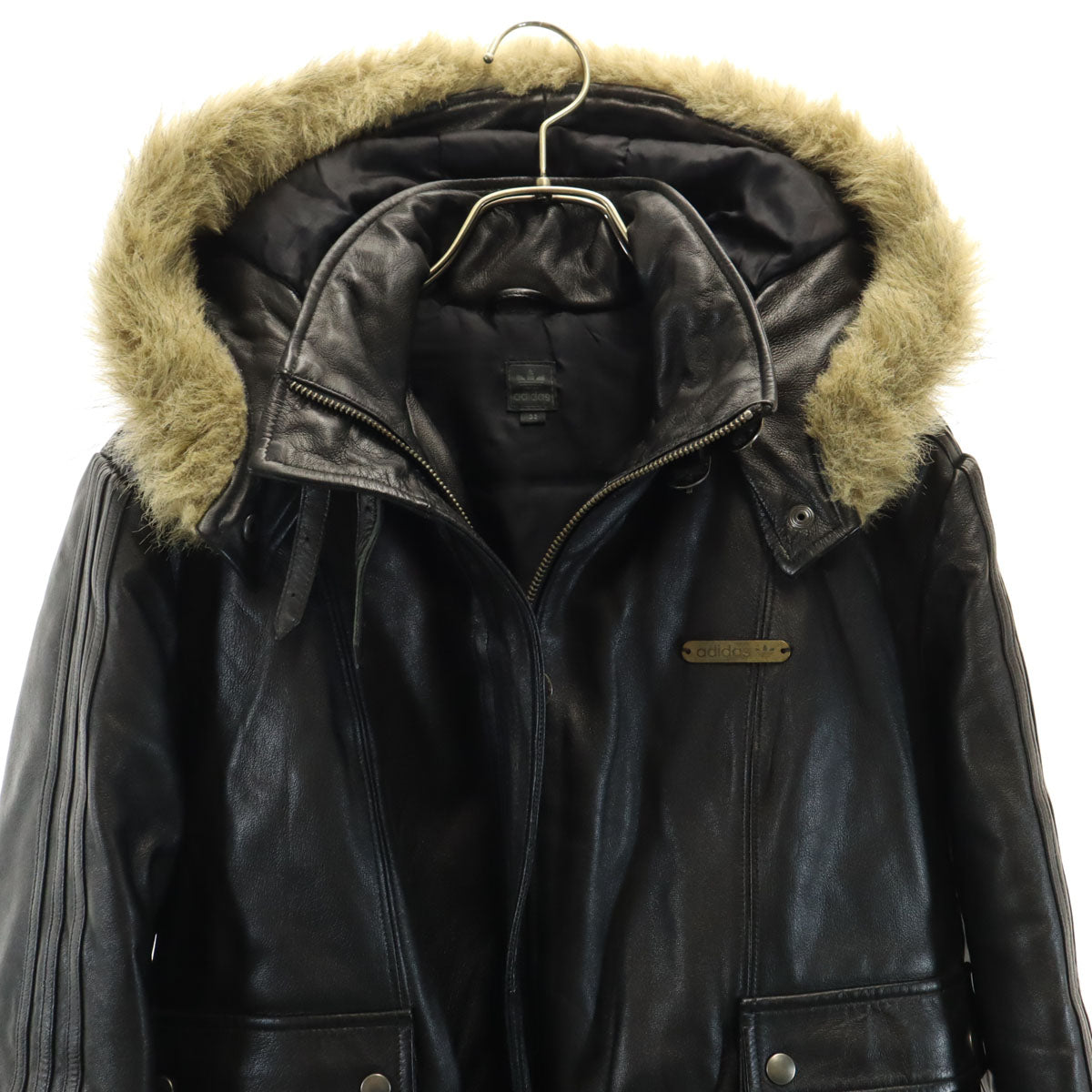 adidas アディダス レザー 中綿ジャケット 38 ブラック レディース