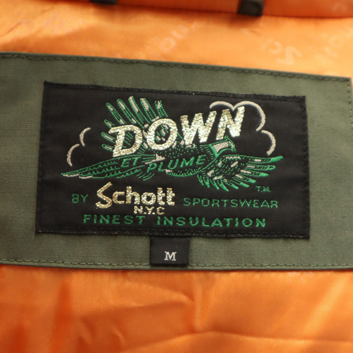 schott ショット ダウンジャケット M カーキ メンズ