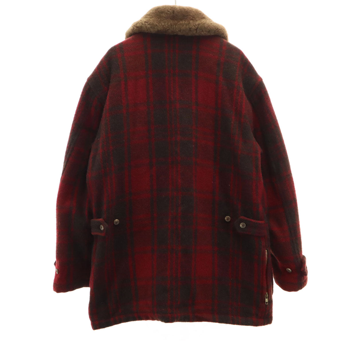 Polo by Ralph Lauren ポロバイラルフローレン 90s オールド チェック柄 ウールジャケット M 赤系 メンズ