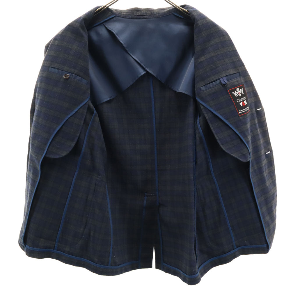 VAN JACKET ヴァンヂャケット チェック柄 テーラードジャケット M ネイビー アンコン メンズ