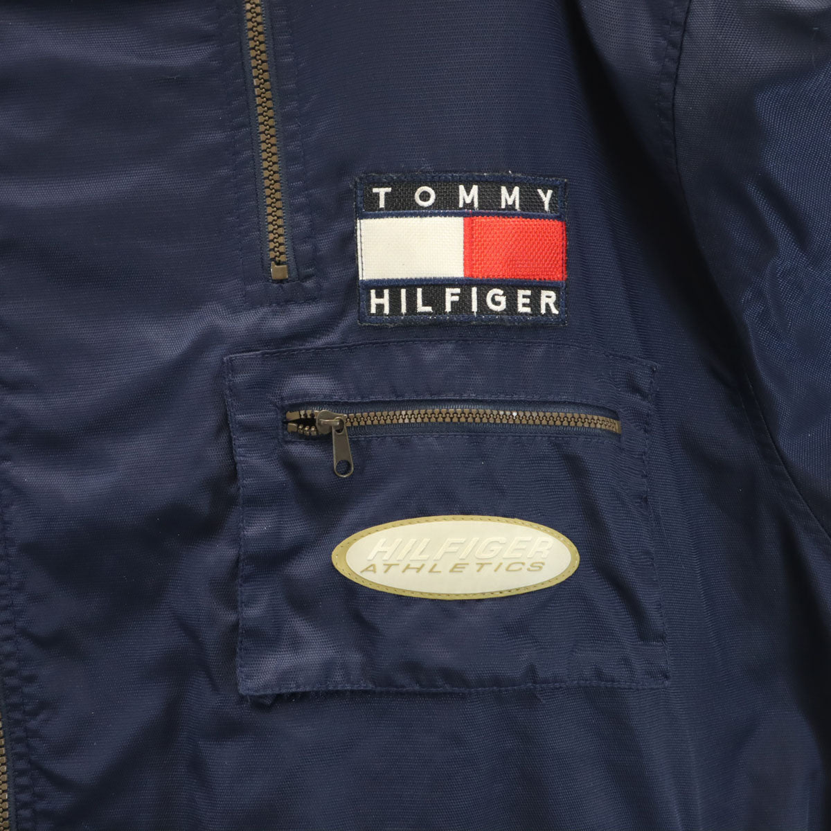 TOMMY HILFIGER トミーヒルフィガー 90s オールド フラッグタグ ナイロンジャケット XL ネイビー 裏メッシュ メンズ