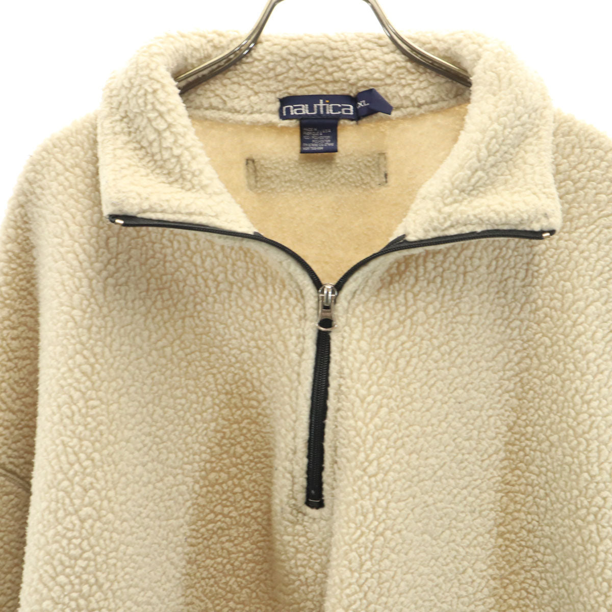 NAUTICA ノーティカ 90s USA製 オールド ハーフジップ ボアジャケット XXL ベージュ プルオーバー ビッグサイズ メンズ